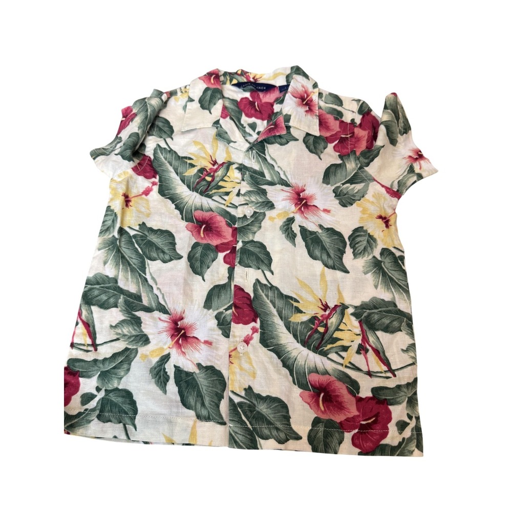 Janie And Jack Shirt Boys 3T Multicolor Hawaiian Floral Short Sleeve Button Up